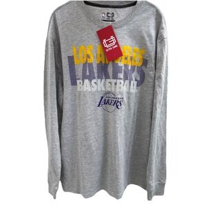 NWT Ultra Game Los Angeles Lakers Long Sleeve Shirt Size L NBA Heather Gray
